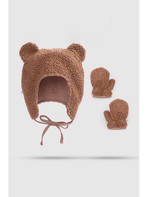Little Gusto Welsoft Ayıck Bebek Şapka ve Eldiven Seti