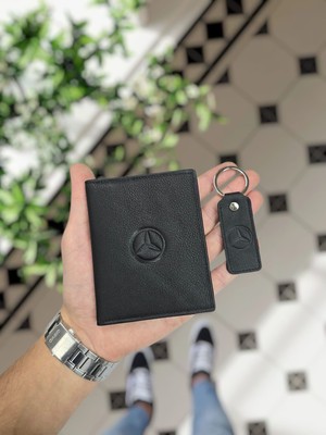 Visso Leather 1904 Mercedes Logolu  Deri Araç Ruhsat Kılıfı Isme Özel Çanta Erkek Kadın Modeli