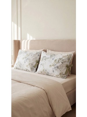 Marvielle Okaliptüs Desenli Bağcıklı 50X70 cm - Yastık Kılıfı