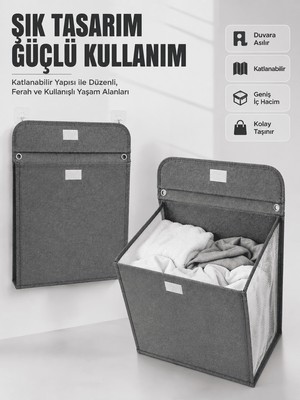 Str Store Duvara Asılabilir Katlanabilir Kirli Çamaşır Sepeti Geniş Hacimli Düzenleyici
