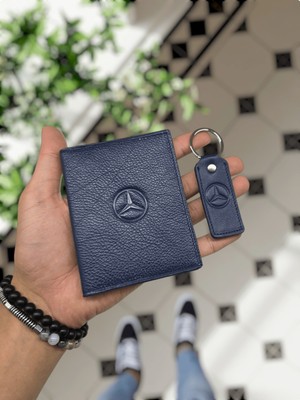 Visso Leather 1904 Mercedes Logolu  Deri Araç Ruhsat Kılıfı Isme Özel Çanta Erkek Kadın Modeli