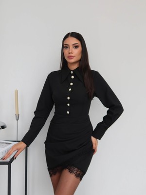 Esra Helvacı Metal Düğme Drapeli Elbise E.h Collection