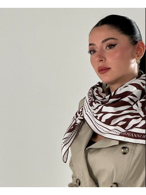 Giovanni Boulera Bordo Kaplan Desenli Mulberry Twill Ipek Eşarp 90X90 cm