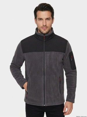 Coşkuner İş Güvenliği Erkek Gri Tam Fermuarlı Su Geçirmez Softshell Garnili Polar Ceket
