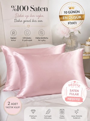 Marvielle 2’li Saten 50X70 cm + Hediye Saten Fular - Yastık Kılıfı