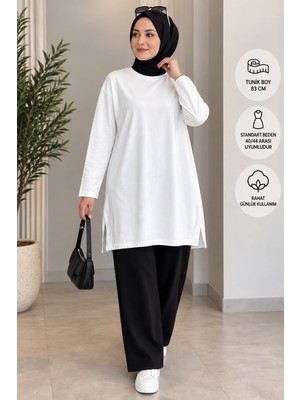Özne Butik Pamuklu Bisiklet Yaka Basic Penye Tunik