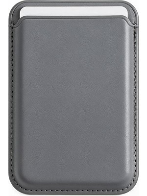 Bi Deri Bideri Magsafe Deri Cüzdan Koyu Gri