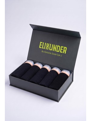 Elixunder 5'li Siyah Renk Saf Pamuklu Erkek Boxer Premium Mıknatıslı Kutulu