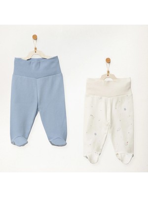Andywawa Erkek Bebek Footed Pant Animals 2'li Patikli Alt Set Mavi AC27309
