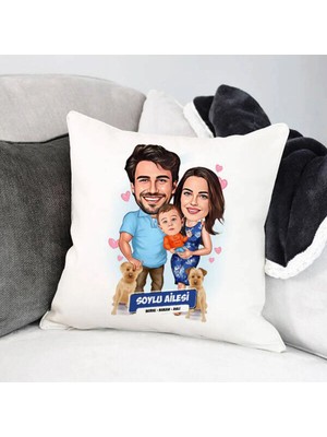 Marvielle Karikatürlü Tek Çocuklu Şahane Aile - Yastık
