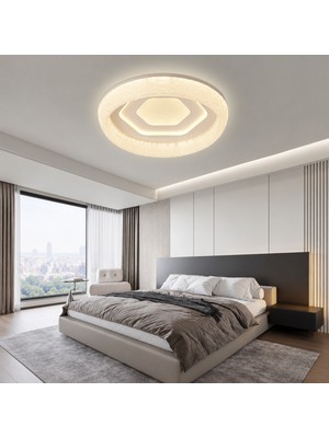 Apliqa Norvia 50'lik Yuvarlak Altıgen Ledli 144 Watt Plafonyer 3 Renkli Avize