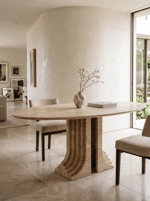 Miarik Design Zora-Traverten Mermer Yemek Masası