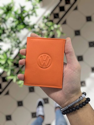 Visso Leather 1904 Volkswagen Logolu  Deri Araç Ruhsat Kılıfı Isme Özel Çanta Erkek Kadın Modeli