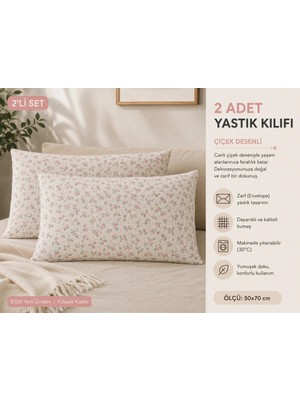 Marvielle Çiçekli Düz 2 Adet - Yastık Kılıfı