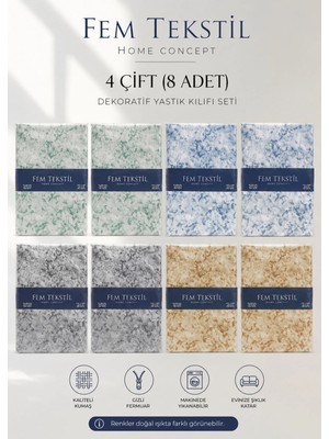 Marvielle Tekstil 4 Çift Çeyizlik Günlük Takımlar 50 x 70 cm Bulut Desenli - Yastık Kılıfı