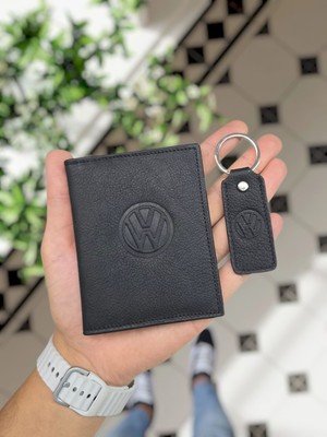 Visso Leather 1904 Volkswagen Logolu  Deri Araç Ruhsat Kılıfı Isme Özel Çanta Erkek Kadın Modeli