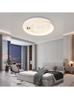Apliqa Noren 50'lik Kare Taş Desenli Yuvarlak 160 Watt Plafonyer LED Avize
