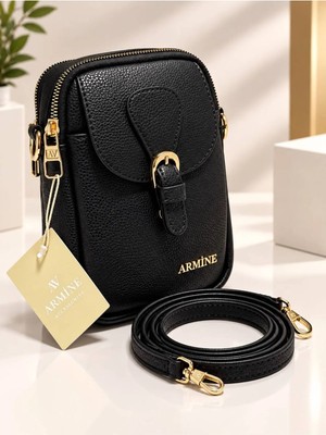 Armine 406 Kadın Floter Deri Çapraz Askılı Telefon Çantası Önü Tokalı Mini Postacı Çantası