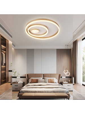 Apliqa Lumix 50'lik 96 Watt Yuvarlak Gold Plafonyer LED Avize