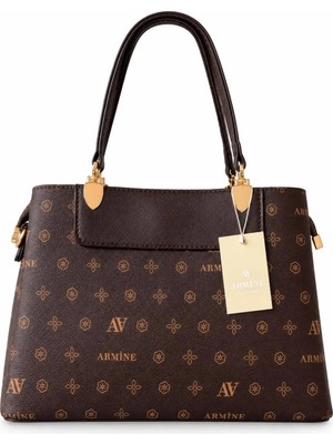 Armine 206 Kadın Monogram Baskılı Ayarlanabilir Uzun Askılı Klasik Şık Günlük El ve Omuz Çantası