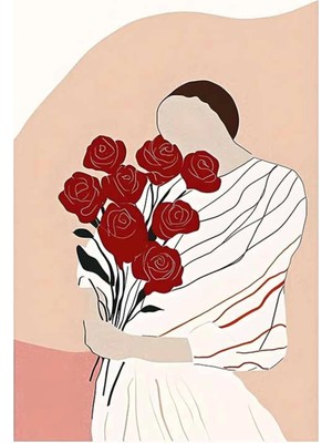 Taranist Poster Minimal El ve Gül Çizimi Sanat Posteri