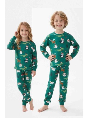 Lucco Yılbaşı Desenli Unisex Pijama Takımı