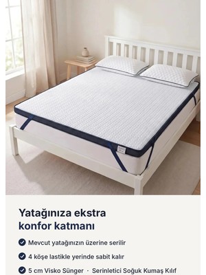 Yuvo Sleep 5 cm Visco Yatak Pedi Topper - Soğuk Kumaş 100 x 200 cm