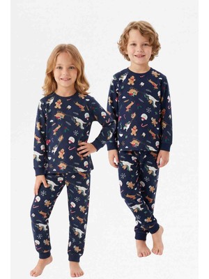 Lucco Yılbaşı Desenli Unisex Pijama Takımı