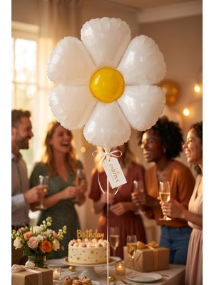 Partixa Papatya Folyo Balon 40X50 cm Bahar Yaz Çiçek Temalı Doğum Günü Parti Süsü
