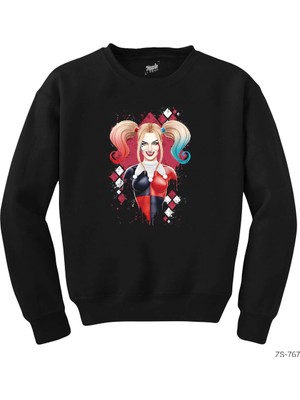 Z zepplin Suicide Squad Harley Quinn Cartoon Siyah Sweatshirt