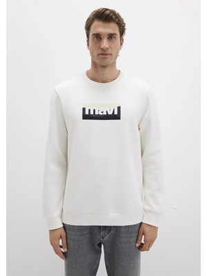 Mavi Sweatshırt Kırık Beyaz