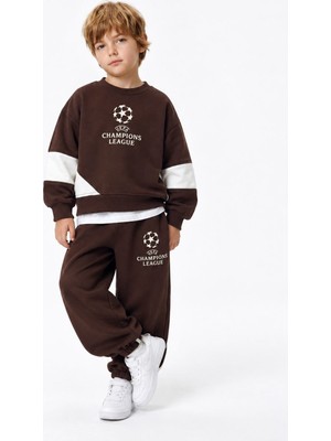 KR Kids Erkek Çocuk 3’lü Eşofman Takımı – Champions League Baskılı Sweatshirt, Tişört ve Pantolon
