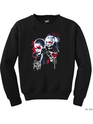 Z zepplin Suicide Joker And Harley Graffiti Siyah Sweatshirt