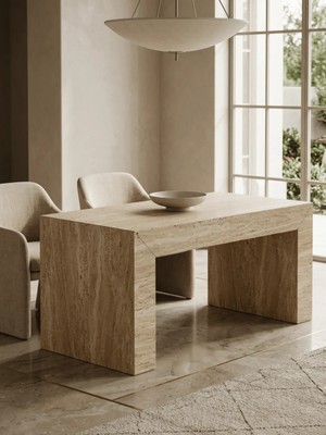 Miarik Design Traverten Yulu Mermer Yemek Masası