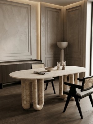 Miarik Design Traverten Mermer Yemek Masası Yilan Yilnsa