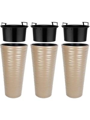 Omnipazar So-Kvt2 Kumsal Vazo Saksı Takımı 85 Litre Mocha 3 Adet