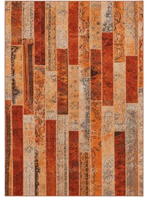 Aren Halı Rena Modern Turuncu Polyester ve Pamuklu Kaydırmaz Taban Yıkanabilir Dijital Baskı Halısı