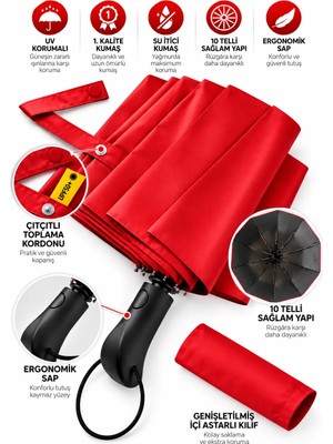 Aventus Ergonomik Saplı 10 Telli Otomatik Şemsiye