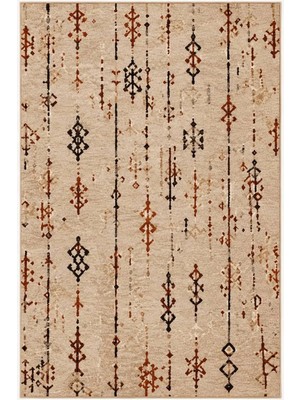 Aren Halı Gimaz Modern Krem Polyester ve Pamuklu Kaydırmaz Taban Yıkanabilir Dijital Baskı Halısı