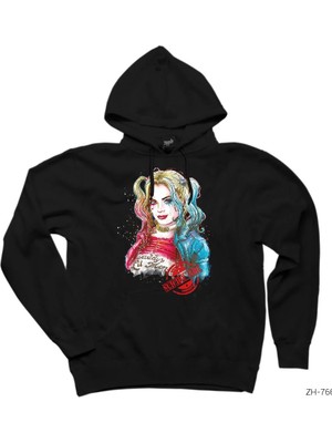 Z zepplin Suicide Squad Harley Quinn Suicide Girl Siyah Kapşonlu Sweatshirt Hoodie