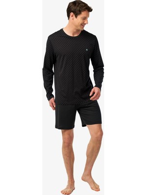 Blackspade Erkek 3'lü Uzun Kollu Şortlu ve Uzun Tek Altlı Pijama Takımı C8T6N904