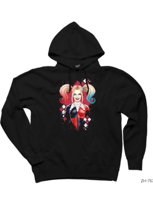 Z zepplin Suicide Squad Harley Quinn Cartoon Siyah Kapşonlu Sweatshirt Hoodie