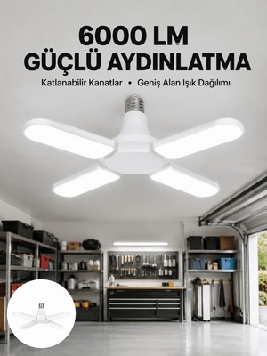 Str Store Enerji Tasarruflu LED Ampül 60 Watt 4 Kollu Beyaz Işık Yeni Nesil