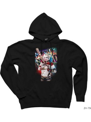 Z zepplin Suicide Squad Harley Quinn Good Night Siyah Kapşonlu Sweatshirt Hoodie