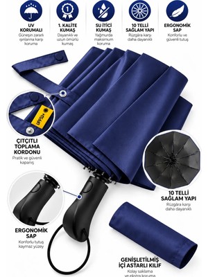Aventus Ergonomik Saplı 10 Telli Otomatik Şemsiye