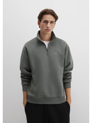 Mavi Logo Yarım Fermuarlı Sweatshırt Yos