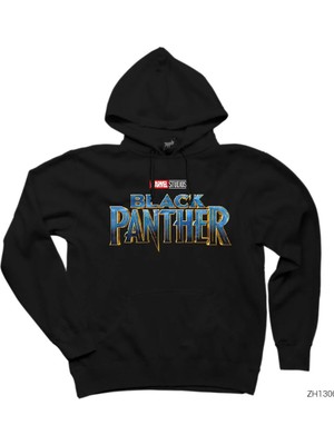 Z zepplin Black Panther Original Logo Siyah Kapşonlu Sweatshirt Hoodie