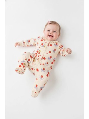 Tiffany Baby Kız Bebek Strawberry Garden Theme Patikli Tulum Ekru 15033