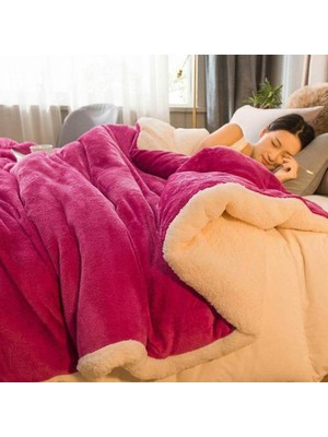 Mulberry Sherpa Polar Battaniye Çift Taraflı Tek Kişilik 160X220 cm Fuşya
