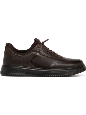 Tergan Kahverengi Deri-Tekstil Erkek Sneaker - E26S1AY57836-A24